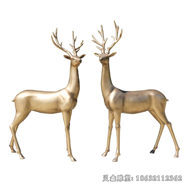 情侣鹿抽象铜雕