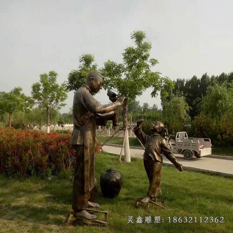 商业街打酱油小品人物铜雕 (2)