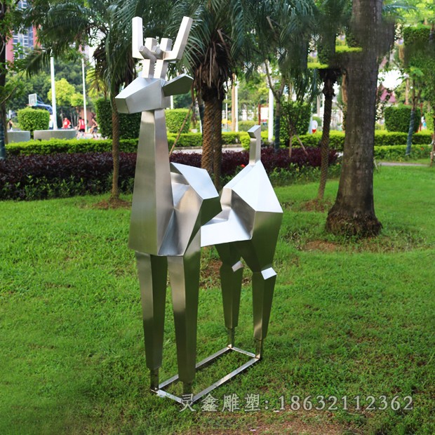 福鹿几何户外不锈钢雕塑
