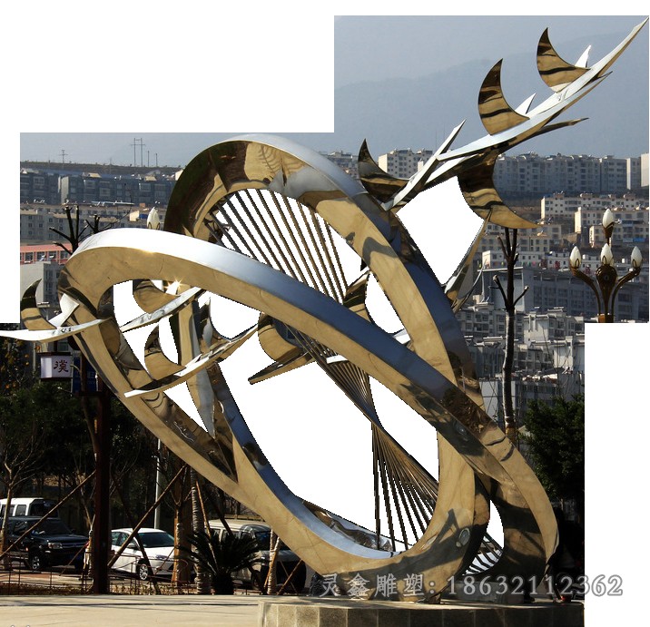 不锈钢镜面大雁城市雕塑