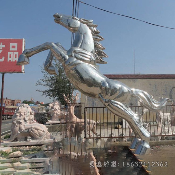 镜面不锈钢奔马广场景观雕塑