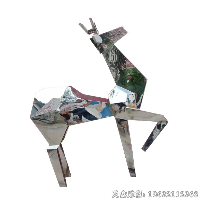 不锈钢镜面抽象鹿广场雕塑