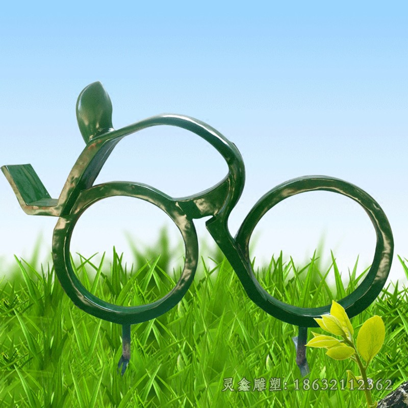 不锈钢彩绘抽象自行车人物雕塑