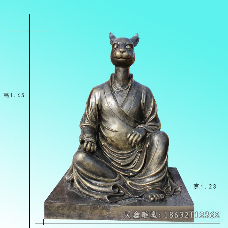 十二生肖兽首人身组合铜雕 (5)