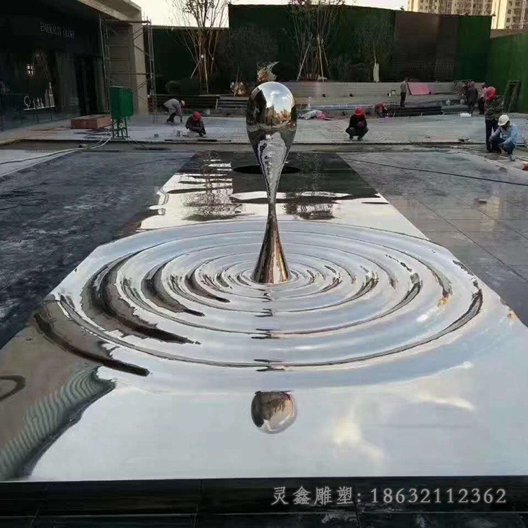 公园镜面不锈钢抽象水滴雕塑