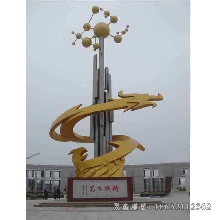 购物广场不锈钢神兽龙雕塑