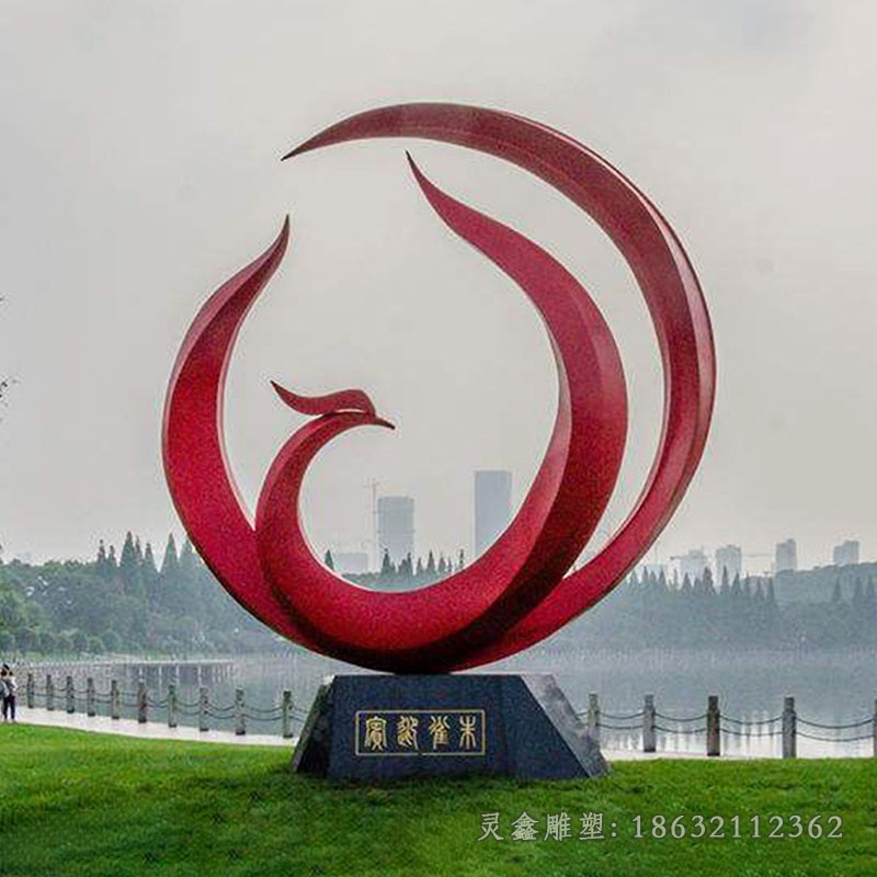 广场不锈钢抽象凤凰雕塑