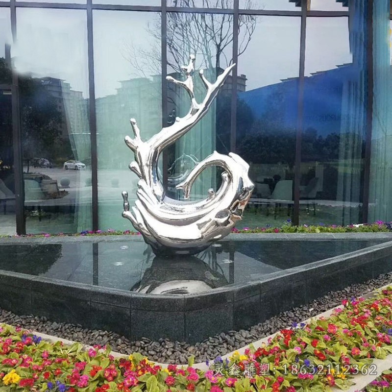 广场不锈钢抽象海浪景观雕塑