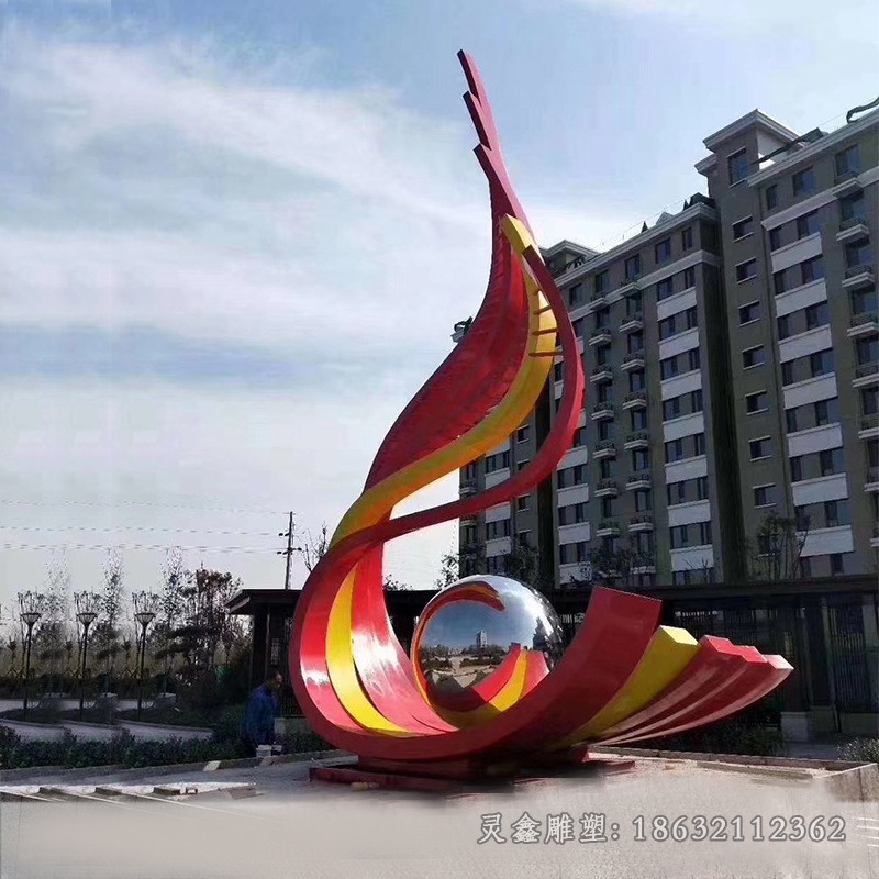 广场不锈钢抽象艺术地标雕塑