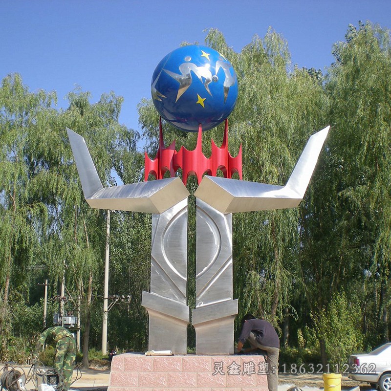 广场不锈钢抽象艺术景观雕塑