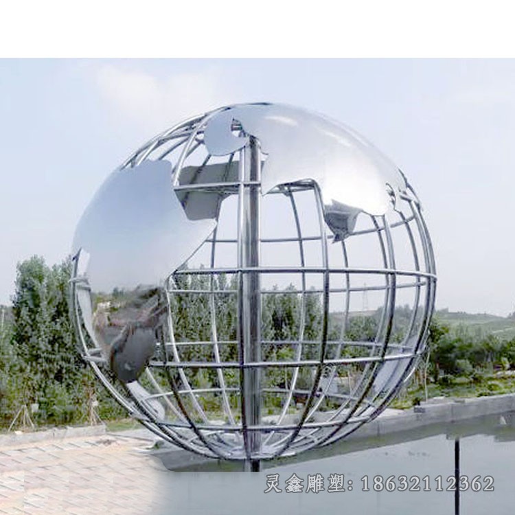 广场不锈钢地球仪镂空雕塑
