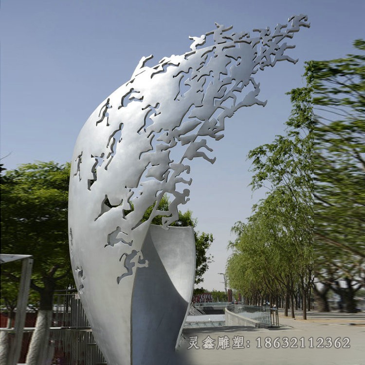 不锈钢抽象标志彩绘景观雕塑