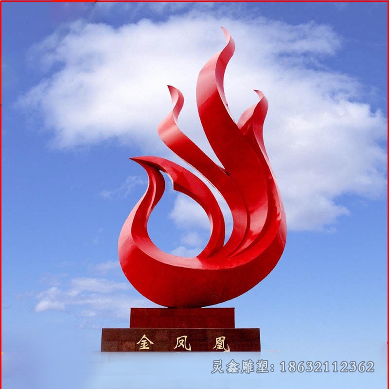 广场不锈钢彩绘凤凰雕塑