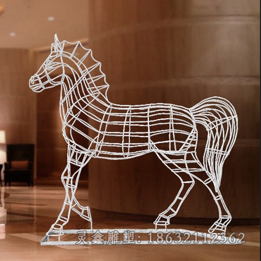 广场不锈钢镂空马动物雕塑