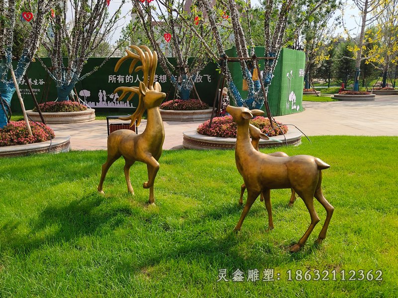 铜金色鹿动物 (2)