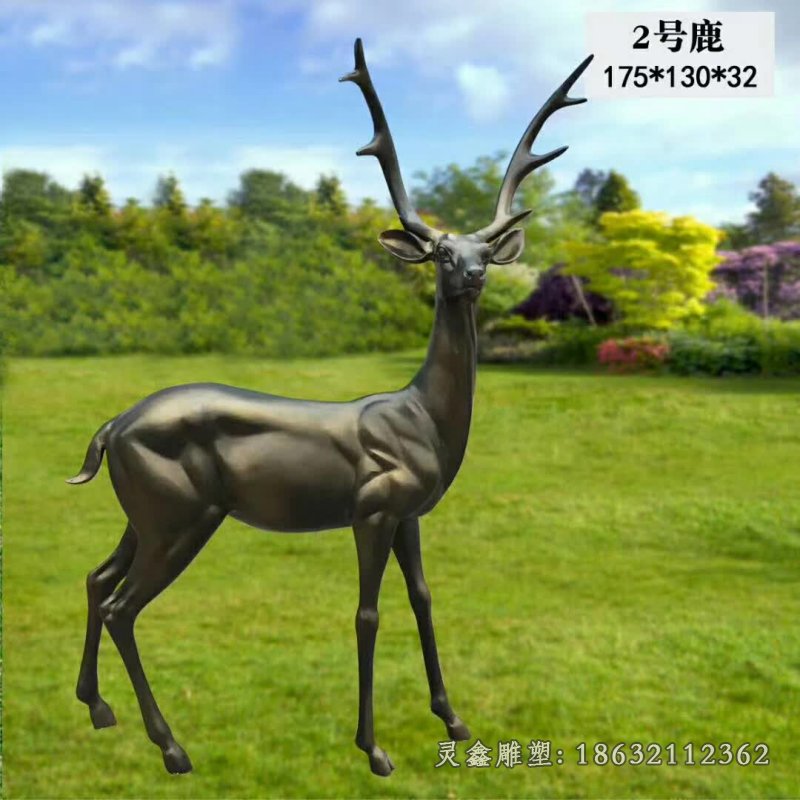 歪头鹿城市动物铜雕