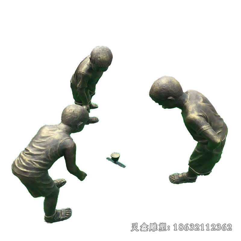 玩陀螺儿童铜雕