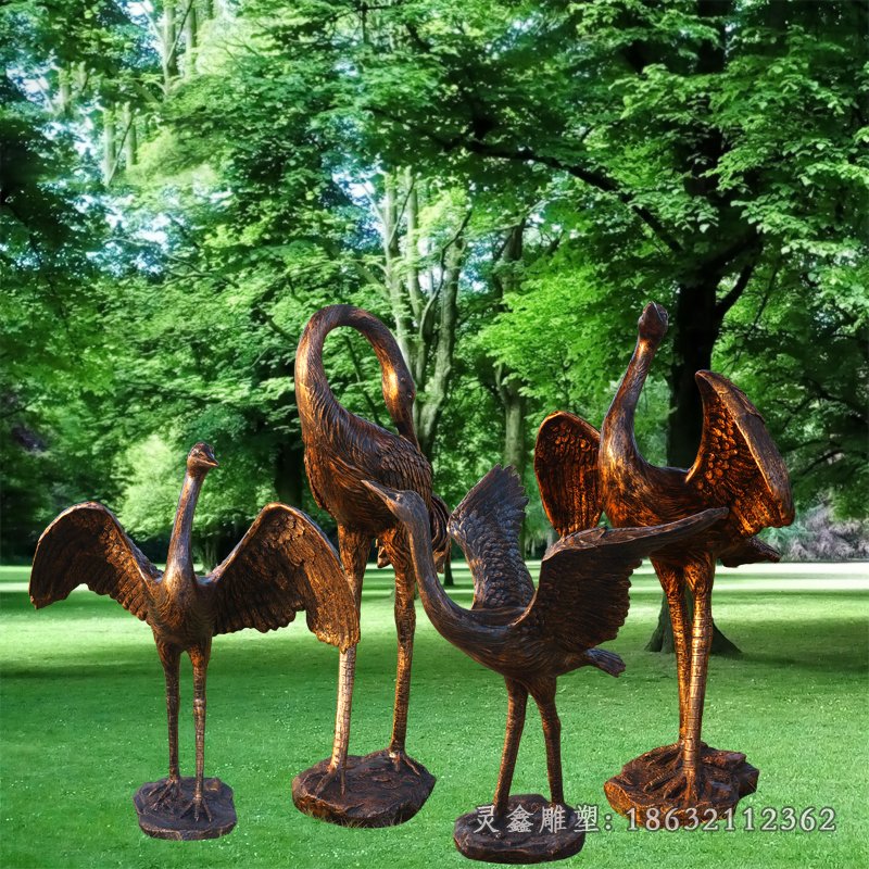 仙鹤组合铜雕 (4)