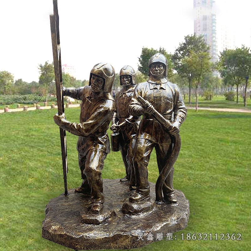 消防员职业人物铜雕