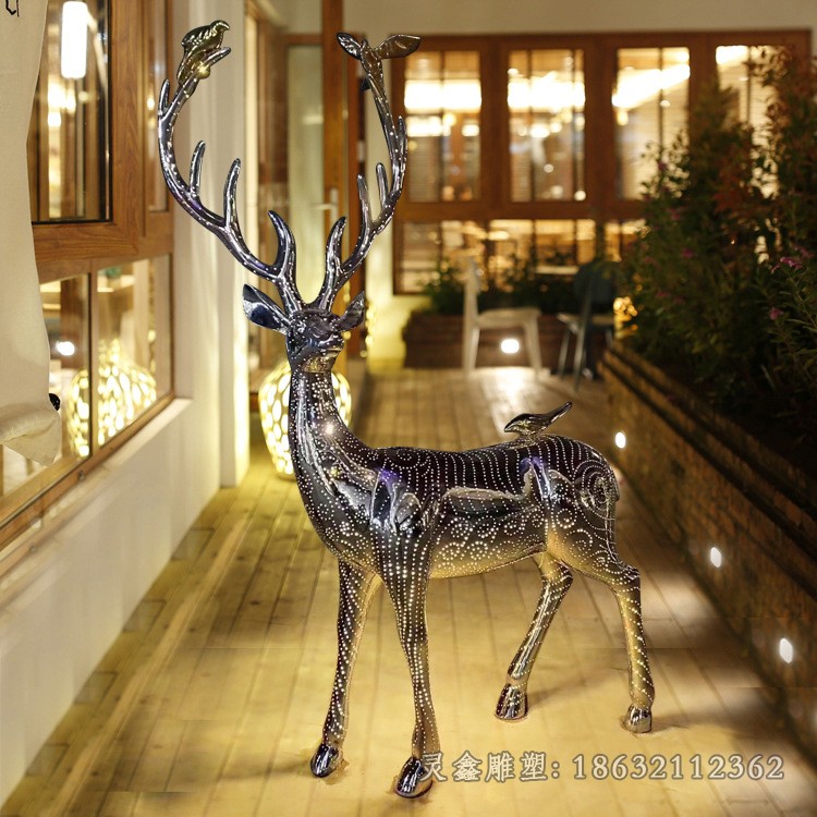 广场不锈钢鹿动物景观雕塑