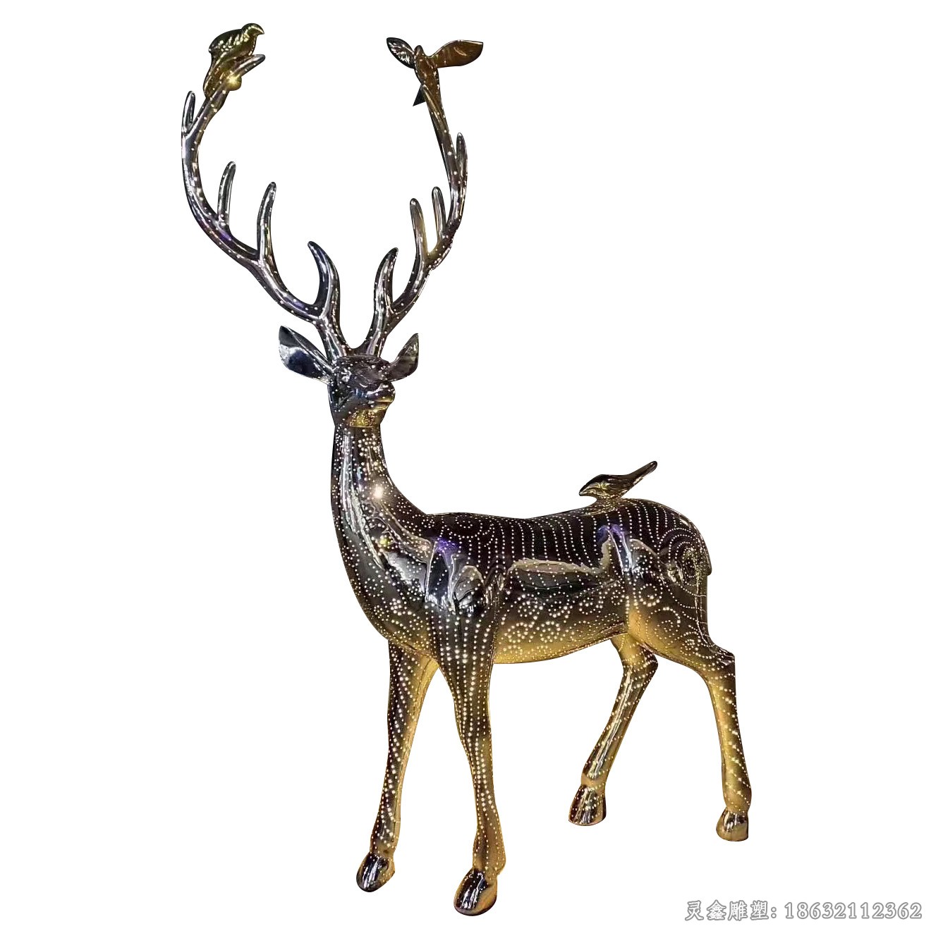 广场不锈钢鹿景观动物雕塑