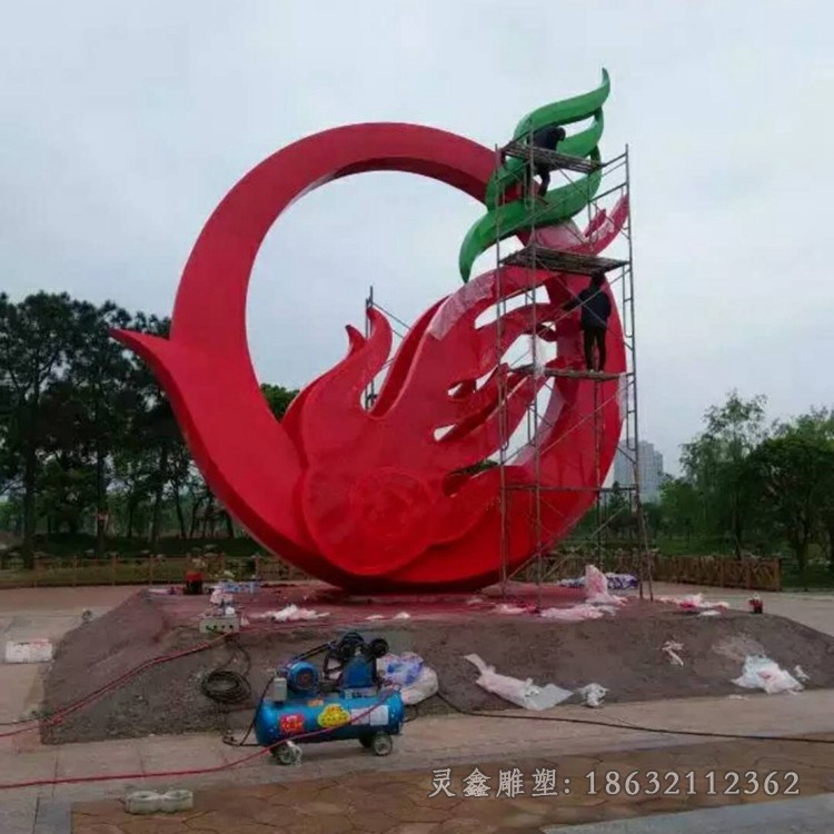 广场抽象凤凰不锈钢雕塑