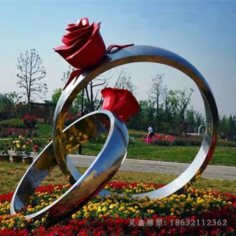 不锈钢玫瑰花戒指广场雕塑