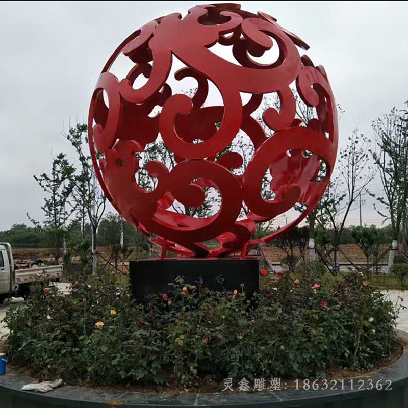 不锈钢景观镂空球广场雕塑