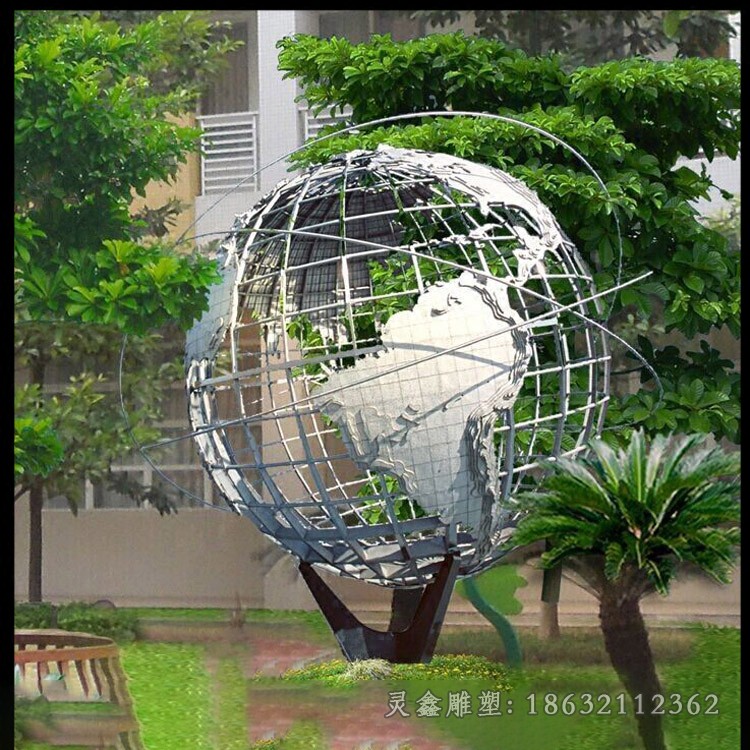 户外不锈钢地球仪景观雕塑