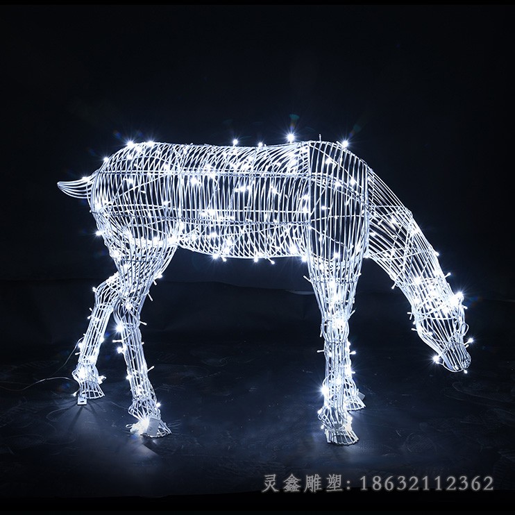 户外发光镂空鹿动物雕塑