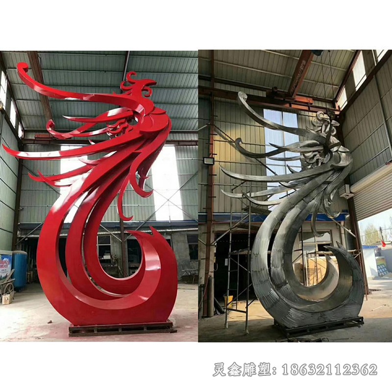 户外不锈钢彩绘凤凰雕塑