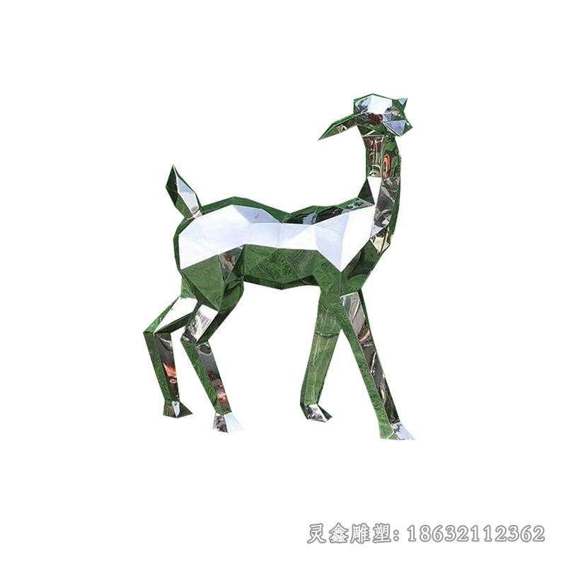 几何抽象小鹿不锈钢雕塑
