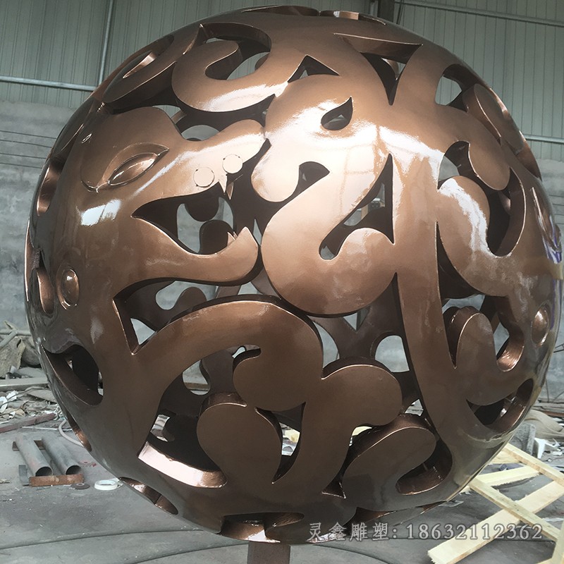 景观球雕塑，不锈钢镂空球雕塑 (2)