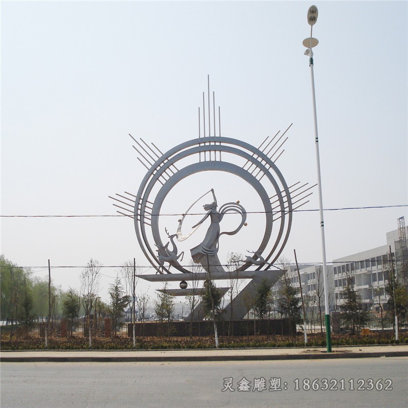 景区不锈钢抽象圆环景观雕塑