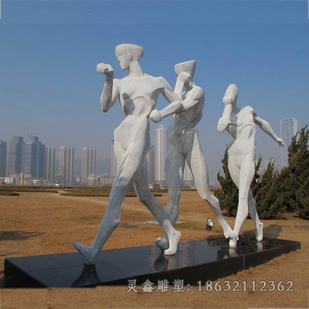 竞走不锈钢抽象人物公园雕塑
