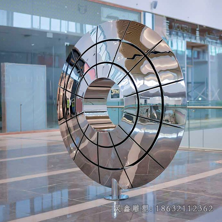 镜面不锈钢圆环小区景观铜雕