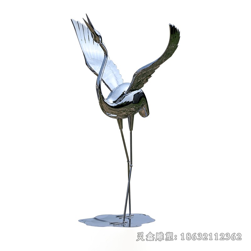 酒店仙鹤展翅不锈钢雕塑