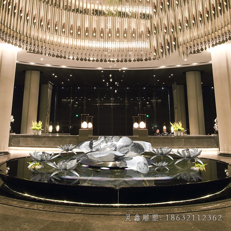 莲花不锈钢庭院景观雕塑