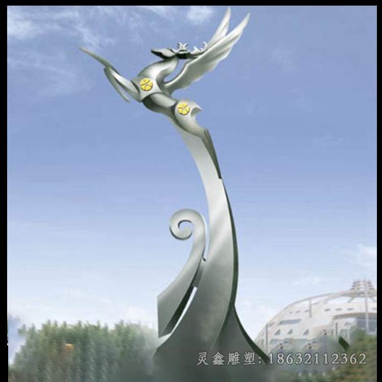 广场标志彩绘不锈钢景观雕塑