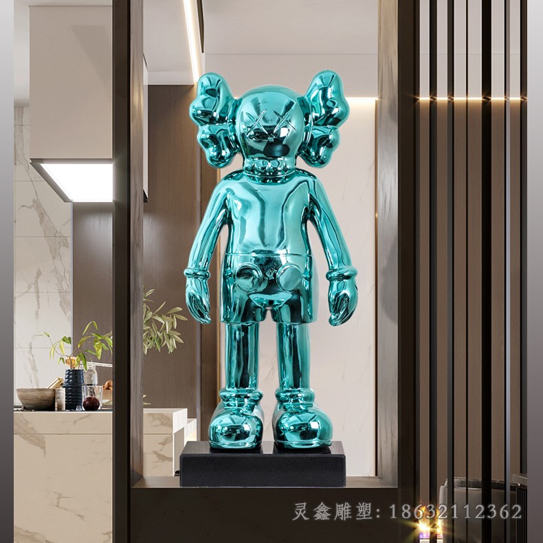 蓝色不锈钢机器人广场雕塑