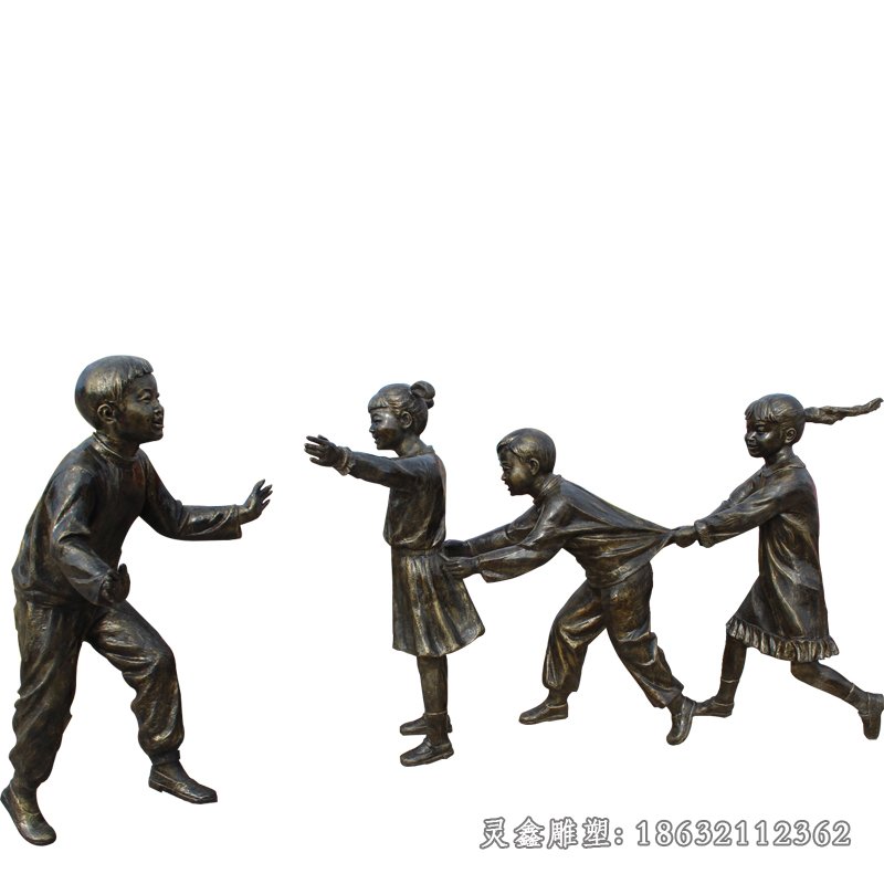 校园老鹰捉小鸡动物铜雕