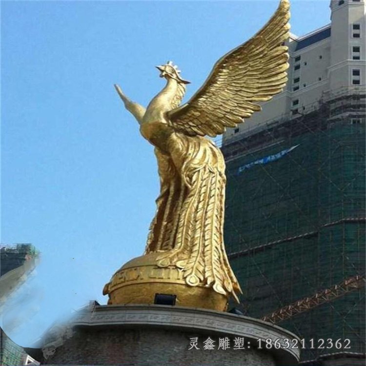 园林景区凤凰铜雕