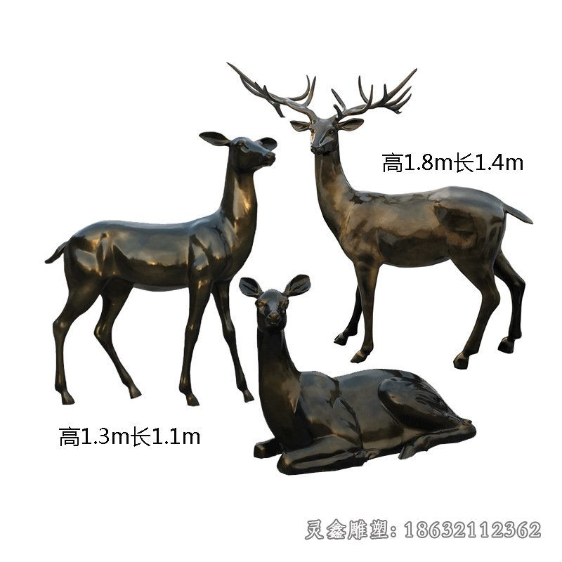 园林立姿鹿动物景观铜雕