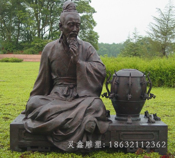 张衡铜雕，校园名人铜雕