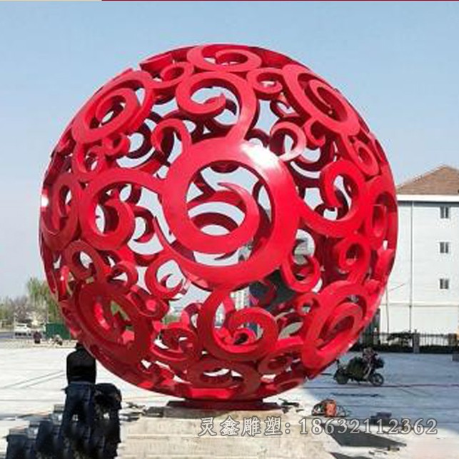 镂空球彩绘不锈钢广场景观雕塑
