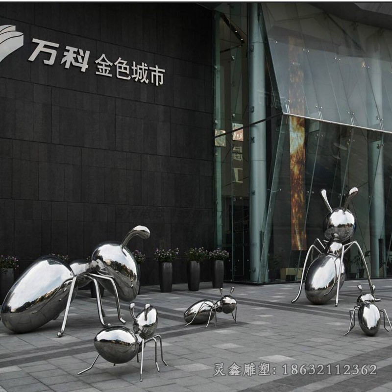 镜面不锈钢抽象蚂蚁雕塑