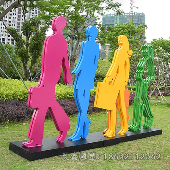 商场不锈钢抽象购物人物雕塑