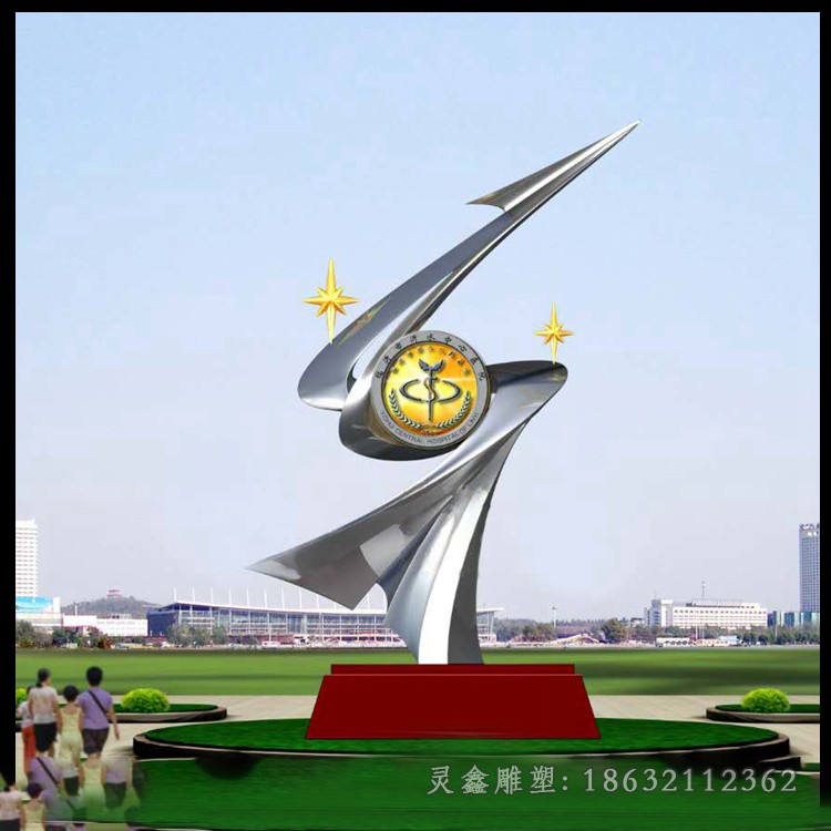 企业飞跃抽象不锈钢雕塑