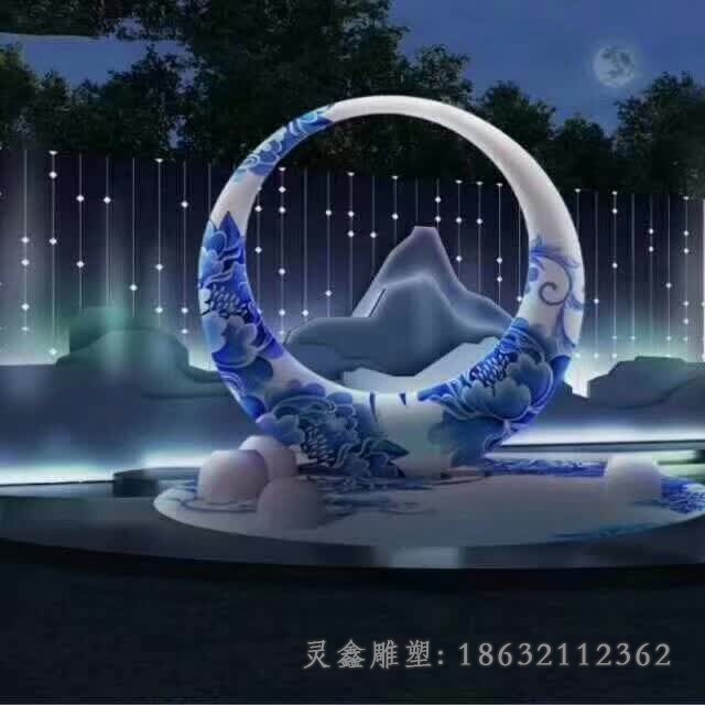 抽象月亮景观不锈钢雕塑