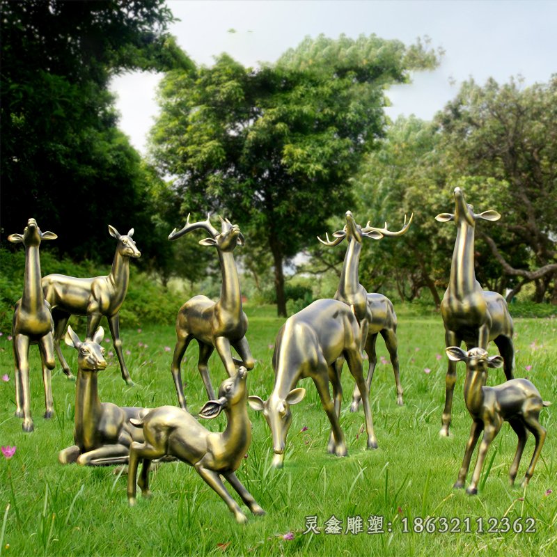 园林招财铜鹿雕塑